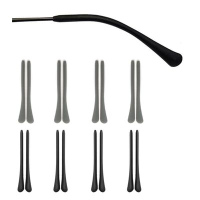 8 Pairs Eyeglass End Tips Ear Sock Pieces Anti-Slip Silicone Tube Holder Glasses Retainers Replacement Temple Tips Soft Silicone for Thin Metal Slim Eyeglass Legs(Black/Grey)