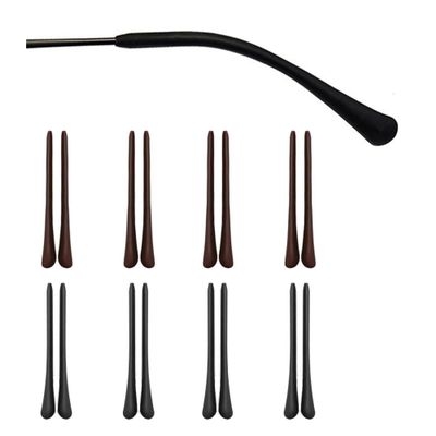 Gdnmpat 8 Pairs Eyeglass End Tips Ear Sock Pieces Anti-Slip Silicone Tube Holder Glasses Retainers Replacement Temple Tips Soft Silicone for Thin Metal Slim Eyeglass Legs(Black/Brown)