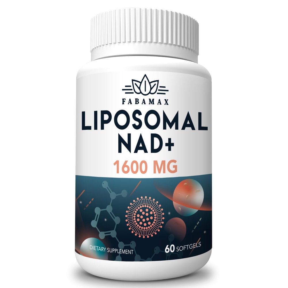 Fabamax 1600 mg Liposomal NAD Supplement, 98% Pure NAD+ Supplement, Superior Absorption, Alternative to Nicotinamide Riboside or NADH to Boost NAD+ for Aging Defense, Energy, Longevity,60 Softgels