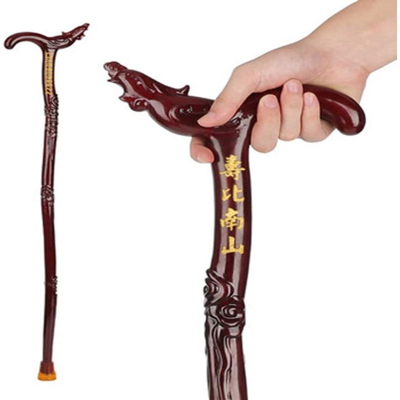 Wooden Walking Sticks Crutches Solid Wooden Cane, Old Man' s Walking Stick, Silver Mouth Wood Hiking Stick, Thanksgiving Mobility Aid for Elderly, Seniors & Handicap
