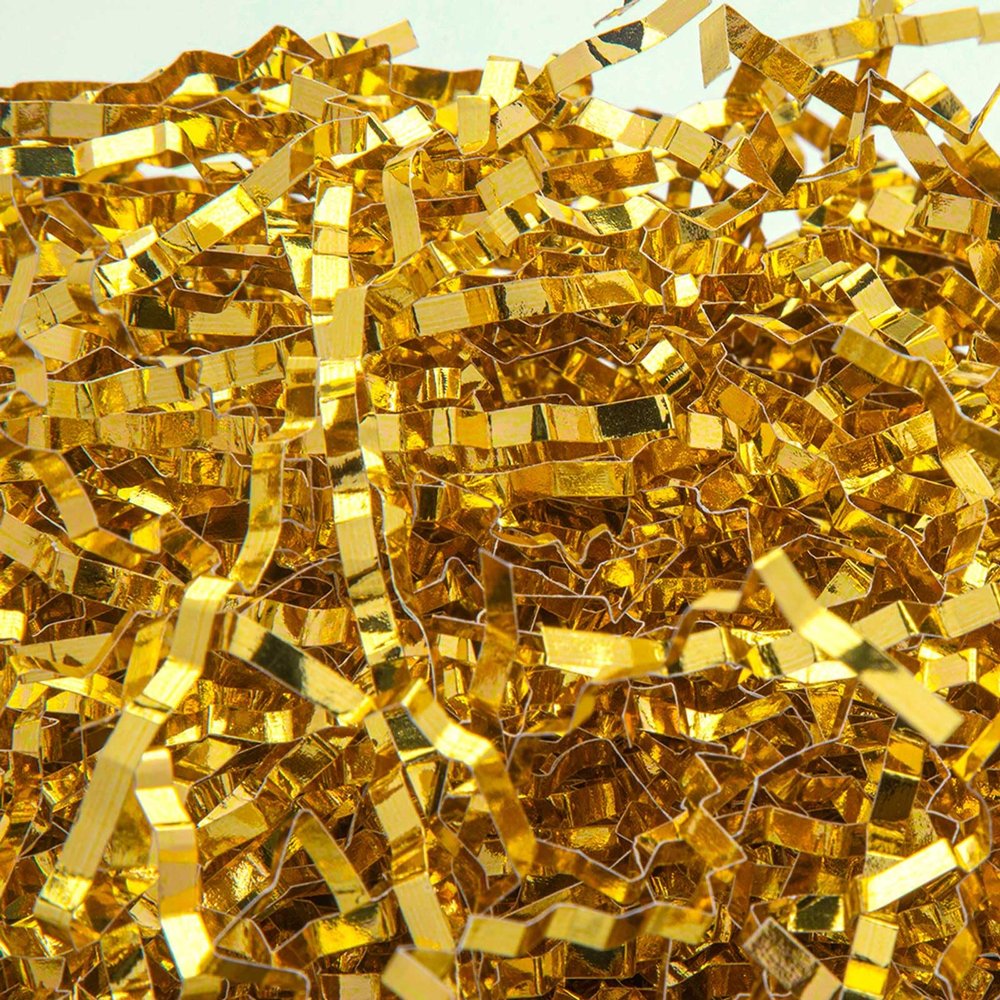 Caleihd 150g Shredded Paper Filler Crinkle Cut Paper Grass For Gift Boxes, Easter Baskets, Gift Wrapping & Basket Filling Gold