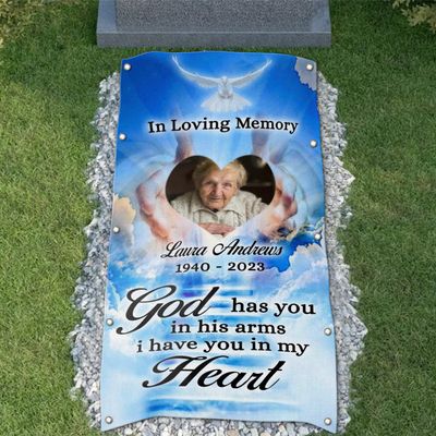 44memory Custom Memorial Grave Blanket, Personalized Photo Name Funeral Blanket, 4x8ft