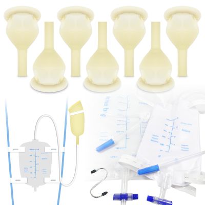 Latex Condom Catheter External Self-Sealing Set, Thick Tube,500ml Leg Bag *1, 2000ml Urine Bag *1, Soft Condoms *7, Day and Night Use Quick and Easy Drainage, No Backflow, No Leakage (35mm/1.38inch)