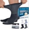 Doctor's Select Diabetic Socks for Men - 4 Pairs Crew Neuropathy Socks for Men | Black, White, Light Gray, Gray | Diabetic Socks for Men 9-12 | Moisture Management view 1