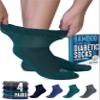Doctor's Select Diabetic Socks for Men - 4 Pairs Diabetic Ankle Socks for Men | Navy, Green, Blue, Gray | Non Binding Mens Diabetic Socks for Moisture Management view 1