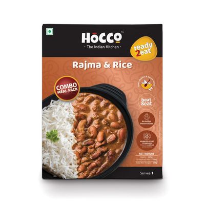 HOCCO Ready to Eat, Combo of Rajma & Rice, Instant Rice Combos 375g, Serves 1