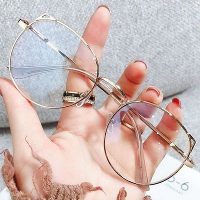URISMO Trendy Cat Eye Metal Reading Glasses Women, Cute Cateye Ladies Blue Light Blocking Computer Readers, Anti Eye Strain (Color : Glod, Size : +150)