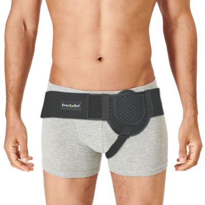 EverRelief Inguinal Hernia Belts for Men - Left or Right Side Adjustable Hernia Belt - Inguinal or Groin Strain Truss Perfect for Pre or Post Surgery Hernia Relief (Large/Extra Large)