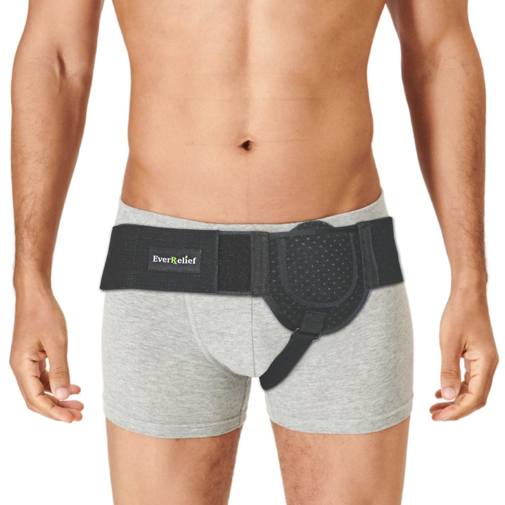 EverRelief Inguinal Hernia Belts for Men - Left or Right Side Adjustable Hernia Belt - Inguinal or Groin Strain Truss Perfect for Pre or Post Surgery Hernia Relief (Large/Extra Large)