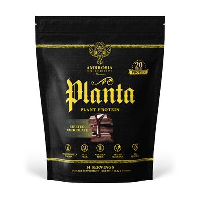 Ambrosia Planta - Premium Plant-Based Protein | Vegan & Keto Friendly | Gourmet Flavors with No Bloating or Stomach Upset | No Added Sugar | 14 Servings | (Melted Chocolate)