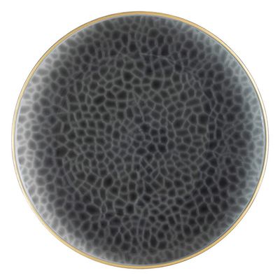 EcoQuality 13" inch Round Charger Hammered Translucent Black Plastic Plates with Gold Rim - China Like Party Plates, Heavy Duty Large Disposable Dinner Salad Plate Weddings, Serveware (20 PACK)