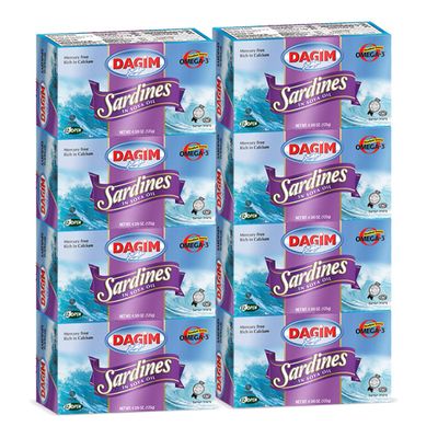 Dagim Sardines in Soya Oil Rich in Calcium Canned Sardine Fish - Great Source of Omega 3, Kosher Certified, Pack of 8