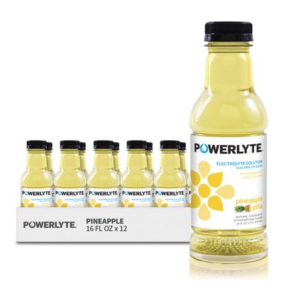 POWERLYTE Sport Hydration Electrolyte Solution Drink for Rehydration | Pineapple | 16 Fl Oz | 12-Pack