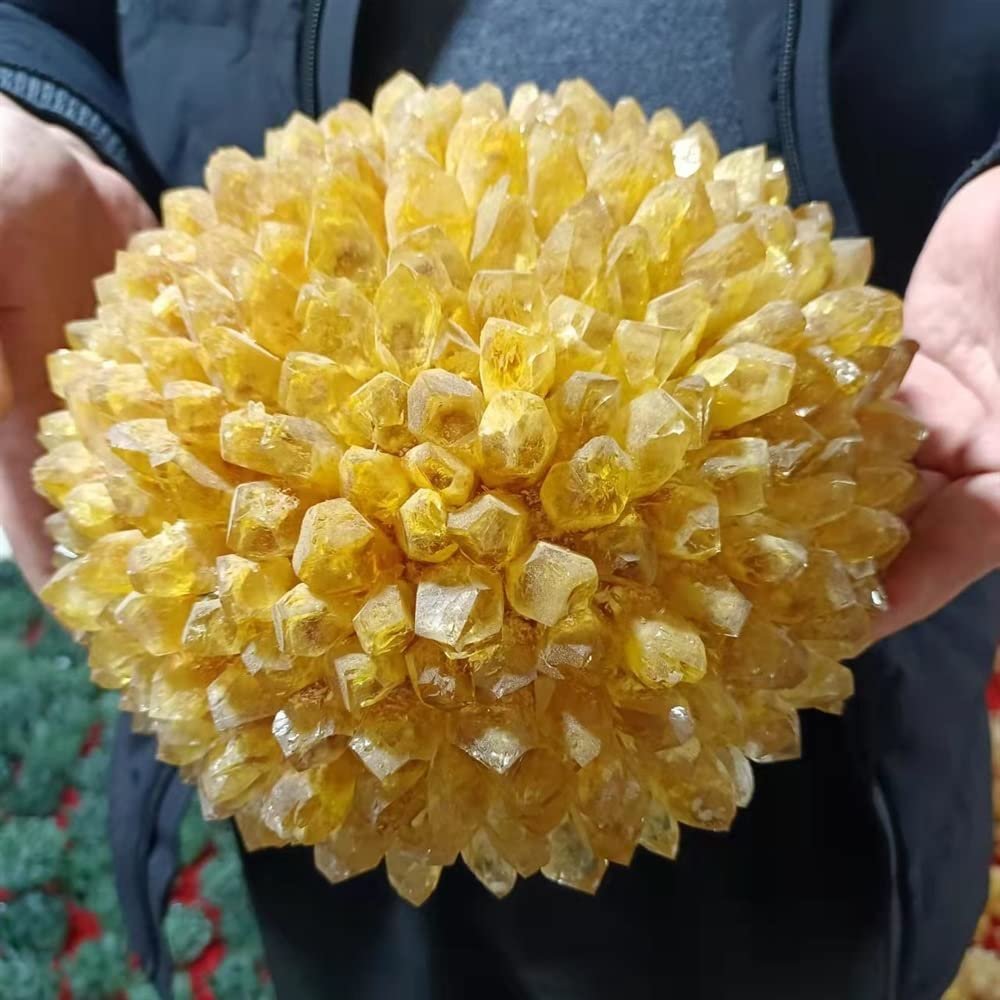 WGPHD Meditation Home Huge Natural Newly Discovered Yellow Crystal Cluster Energy Ore Home Office Decoration Mineral Reiki Healing Furnishings Piece (Size : 5.0-5.5kg)
