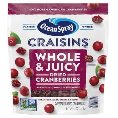 Whizzotech Ocean Spray Craisins Whole Dried Cranberries, 4lb