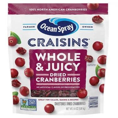 Whizzotech Ocean Spray Craisins Whole Dried Cranberries, 4lb