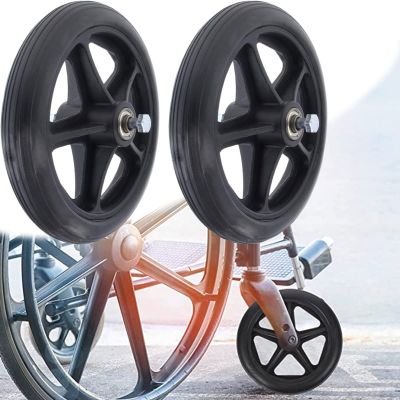 2 Pieces Wheelchair Caster Wheels, 6" 7" 8" Solid Tyre, 5/16" Axle, Replacement Rollator Accessories, Replacement Wheels For Walkers Rollators And Wheelchairs ( Color : Black , Size : 6inch/15cm )