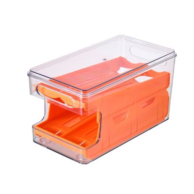 Egg Basket, Large Capacity Egg Container Automatic Egg Rolling Boxes Automatic Egg Rolling Double-Layer Egg Containers with Lid Suitable (Color : Orange)
