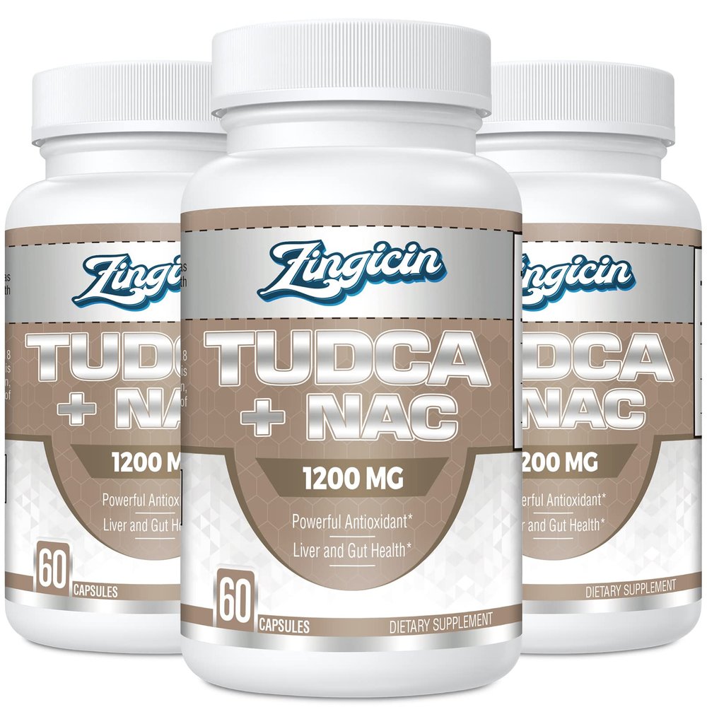 Zingicin TUDCA with NAC Supplement 1200mg - 180 Capsules,Powerful TUDCA Bile Salt Plus N-Acetyl-Cysteine,Antioxidant Supplements for Liver,Digestion