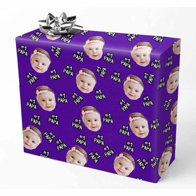 InterestPrint Personalized Wrapping Paper with Name #1 Papa Purple Customized Text Father's Day Wrap Paper for Dad from Dauhgter on Birthday Father's Day Gift Wrap