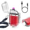 SKRFIRE Arc Plasma Electric Lighter USB Rechargeable Windproof Lighter Cool Lighters Waterproof with LED Flashlight and Whistle for Camping Travel Exploration Survival(ClearRed) view 1