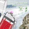 SKRFIRE Arc Plasma Electric Lighter USB Rechargeable Windproof Lighter Cool Lighters Waterproof with LED Flashlight and Whistle for Camping Travel Exploration Survival(ClearRed) view 4