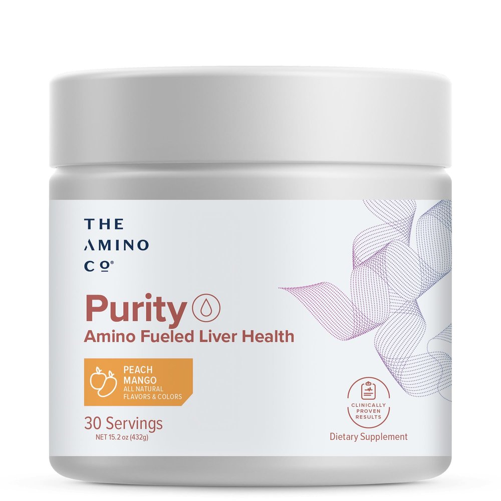 The Amino CO. Purity - Liver Support Supplement with Essential Amino Acids for Liver Detox Cleanse - Boost Liver Health for Optimal Liver Support- Peach Mango, 30 Servings