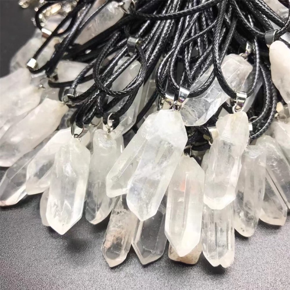 1Pcs Natural Irregular White Crystal Quartz Point Pendant Chakra Crystals Yoga DIY