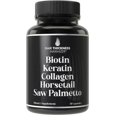 Biotin (5000mcg), Keratin, Collagen, Horsetail, Saw Palmetto 5-in-1 Hair Growth Supplement & Vitamins for Women & Men, DHT Blocker Capsules for Thinning - Hair Growth Vitamins