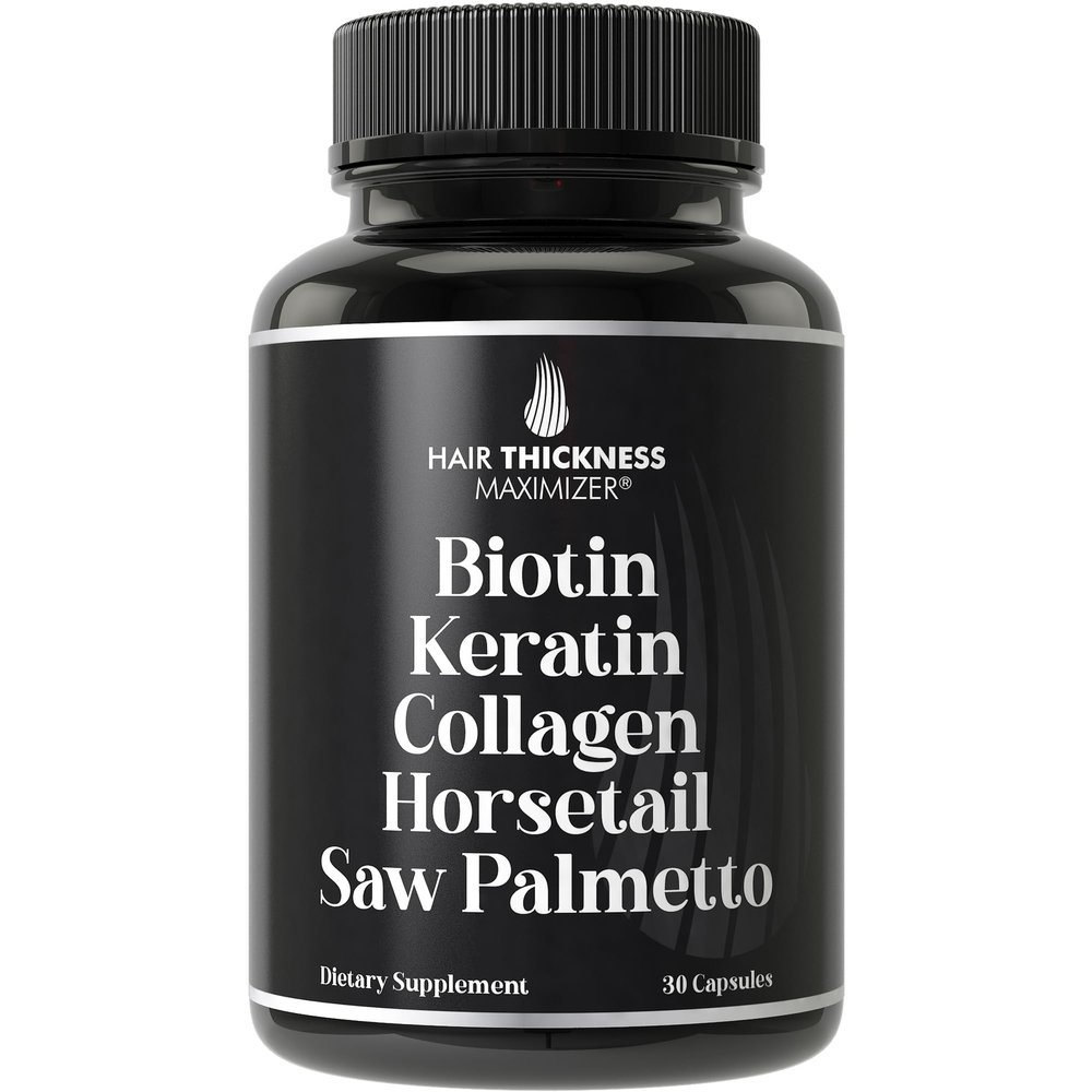 Biotin (5000mcg), Keratin, Collagen, Horsetail, Saw Palmetto 5-in-1 Hair Growth Supplement & Vitamins for Women & Men, DHT Blocker Capsules for Thinning - Hair Growth Vitamins