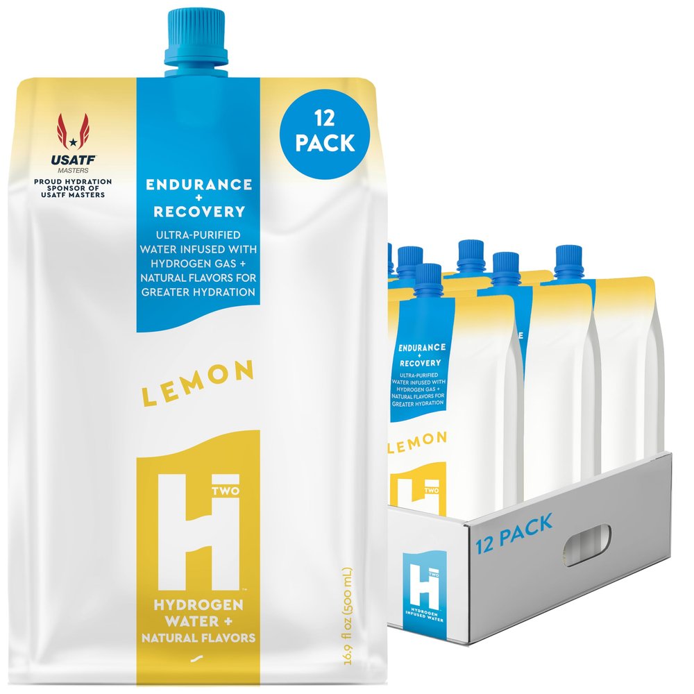 HTWO Premium Molecular Hydrogen Water, Lemon Flavor, Sugar Free, 16.9oz 12 Pack, Energy Sports Drink, Performance & Recovery Support, Alternative to Hydrogenated Tablet & Hydrogen Bottle