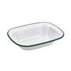 PacknWood 294ENBQ2619 37 oz & 10.2 x 7.5 x 2.2 in. Enamel Tray Dish White with Green Rim - 12 Piece view 1