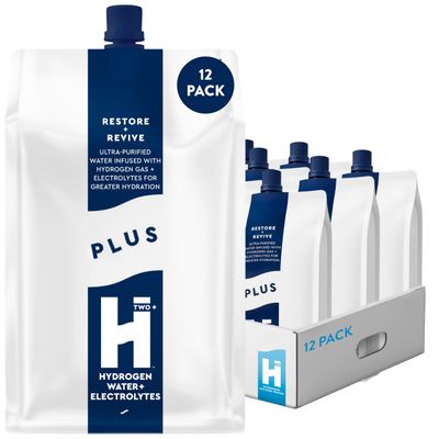 HTWO Plus Molecular Hydrogen Water with Electrolytes, Original Unflavored, Sugar Free Hydration Packets, 16.9oz 12 Pack, Energy Sports Drink, Performance & Recovery Support, Alternative to Hydrogenated Tablet - no Prep/Mess