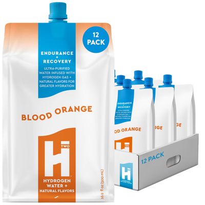 HTWO Premium Molecular Hydrogen Water, Blood Orange Flavor, Sugar Free, 16.9oz 12 Pack, Energy Sports Drink, Performance & Recovery Support, Alternative to Hydrogenated Tablet & Hydrogen Bottle