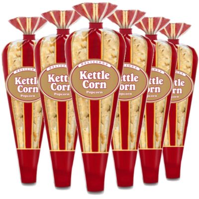 Gourmet Popcorn  Premium Pack of 6 Kettle Corn Mini Cones & Exclusive Inspirational Sticker! Small Storage Space Friendly & Great Stocking Stuffers! 5.4oz total.