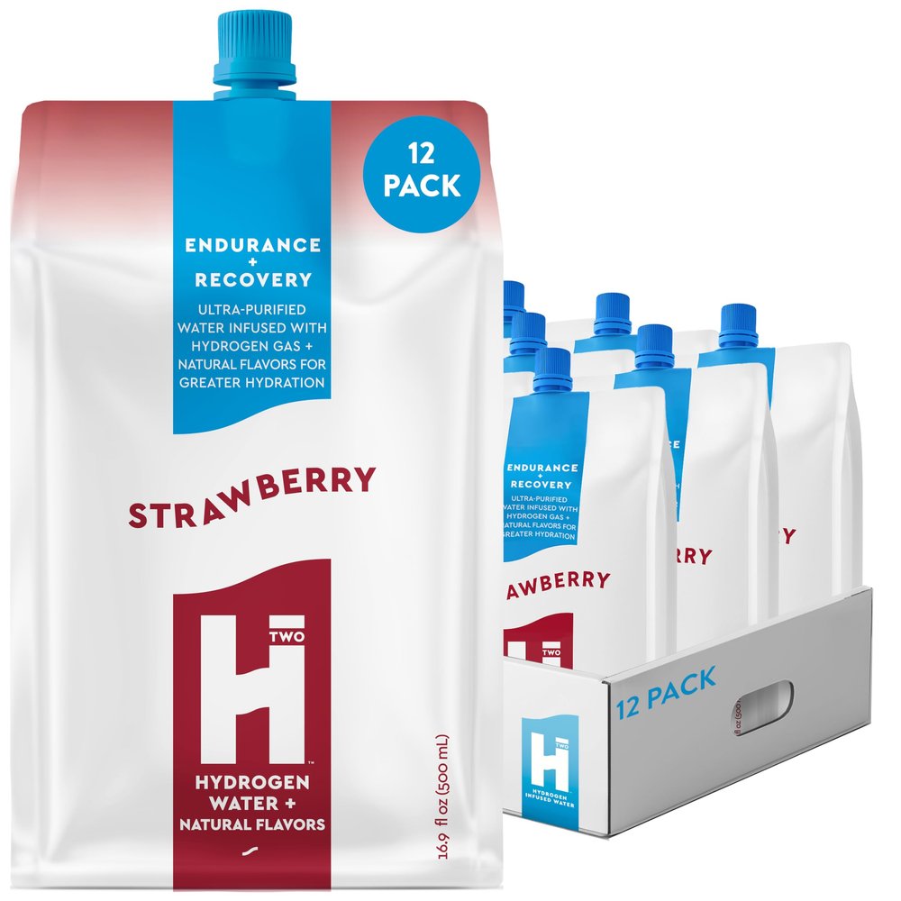 HTWO Premium Molecular Hydrogen Water, Strawberry Flavor, Sugar Free, 16.9oz 12 Pack, Energy Sports Drink, Performance & Recovery Support, Alternative to Hydrogenated Tablet & Hydrogen Bottle, Kosher