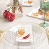 EcoQuality 13" inch Round Charger Hammered Translucent Clear Plastic Plates with Gold Rim - China Like Party Plates, Heavy Duty Large Disposable Dinner Salad Plate Weddings, Serveware (8 PACK) view 3