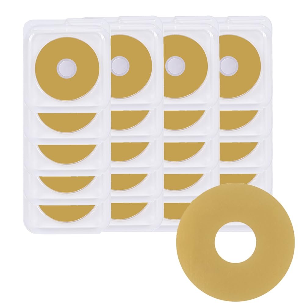 20Pcs Ostomy Barrier Rings, 4mm Thicknes Moldable Ostomy Rings, Hydrocolloid Skin Extender Rings for Colostomy Bags,Sting-Free Ostomy Supplies