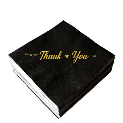 50 Thank You Guest Cocktail Napkins Disposable Paper Gold Foil Dinner Hand Napkin for Wedding Engagement Bridal Shower Holiday Anniversary Birthday Party Baby Shower Decorative Towels 3 Ply
