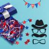 American Patriotic Red Blue Crinkle Cut Paper 1LB w/Star Confetti, Tissue Raffia Paper Filler Shred Strands for Gift Basket Boxes Craft Bedding, for President Election Independence Veterans Day view 3