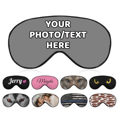 AMAPARK Personalized Sleeping Eye Mask for Wedding Birthday Anniversary Party Design Your Own Sleep Masks Add Photo Text Logo Customized Funny Gift, Gray