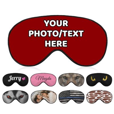 AMAPARK Personalized Sleeping Eye Mask for Wedding Birthday Anniversary Party Design Your Own Sleep Masks Add Photo Text Logo Customized Funny Gift, Dark Red