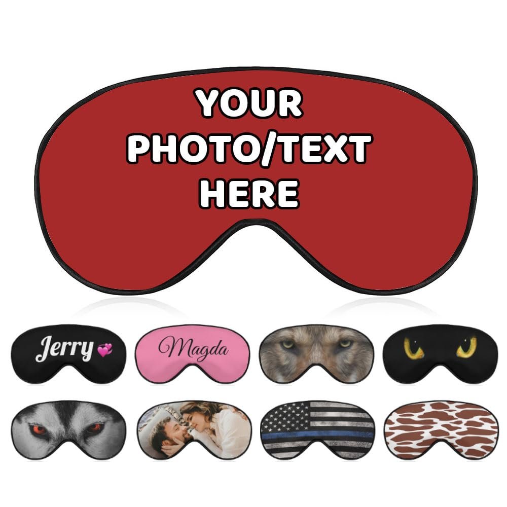 AMAPARK Custom Eye Mask for Sleeping Personalized with Picture Text Logo Sleep Masks Gift for Wedding Anniversary Party Favor, Brown