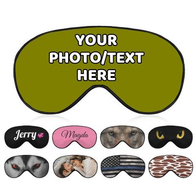 AMAPARK Custom Sleep Mask Add Your Own Design Personalized Photo Text Logo Soft Sleeping Masks for Men Women Wedding Anniversary Customized Gift, Olive