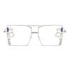 willochra Oversized square Reading Glasses Bling Rhinestone Magnified Blue Light Blocking Reader Glasses (silver, 0, multiplier_x) view 1