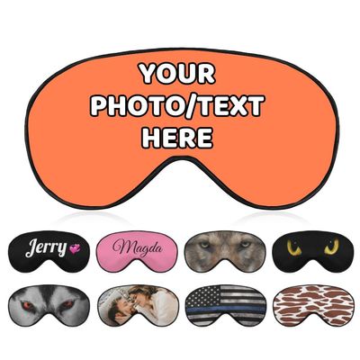 AMAPARK Custom Sleep Mask Add Your Own Design Personalized Photo Text Logo Soft Sleeping Masks for Men Women Wedding Anniversary Customized Gift, Coral