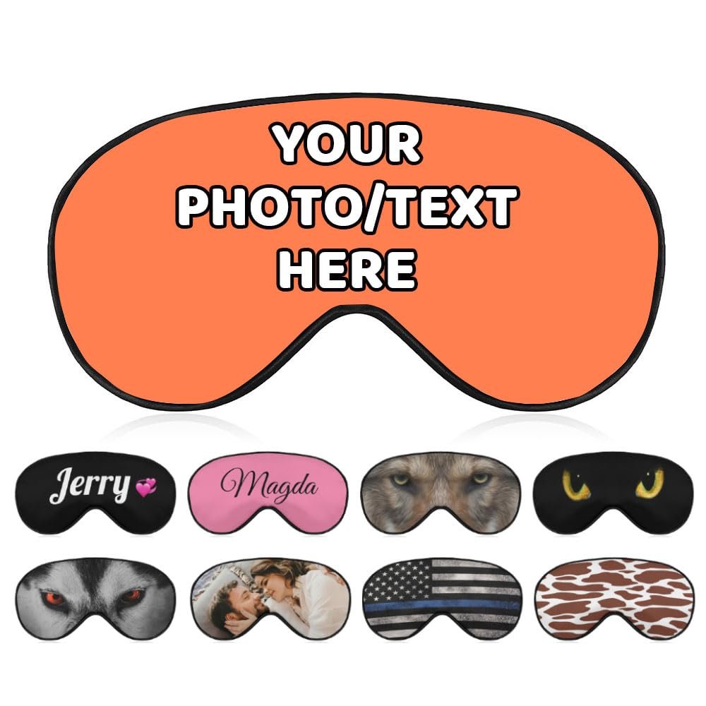 AMAPARK Custom Sleep Mask Add Your Own Design Personalized Photo Text Logo Soft Sleeping Masks for Men Women Wedding Anniversary Customized Gift, Coral