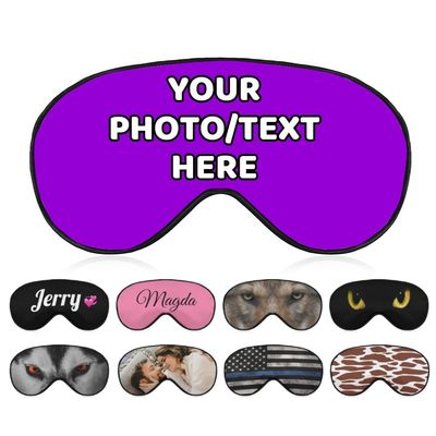 AMAPARK Customized Funny Sleep Mask Personalized with Photo Text Logo Sleeping Masks, Custom Gift for Her Him Men Women, Dark Violet