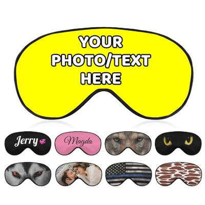 AMAPARK Personalized Sleeping Eye Mask for Wedding Birthday Anniversary Party Design Your Own Sleep Masks Add Photo Text Logo Customized Funny Gift, Yellow