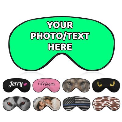 AMAPARK Custom Eye Mask for Sleeping Personalized with Picture Text Logo Sleep Masks Gift for Wedding Anniversary Party Favor, Spring Green